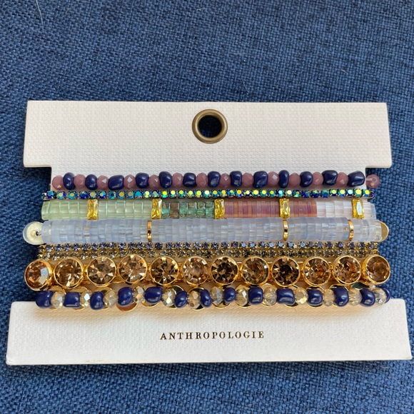 NWT Anthropologie Stacked Bracelet Set- Blue and Gold - Picture 3 of 3